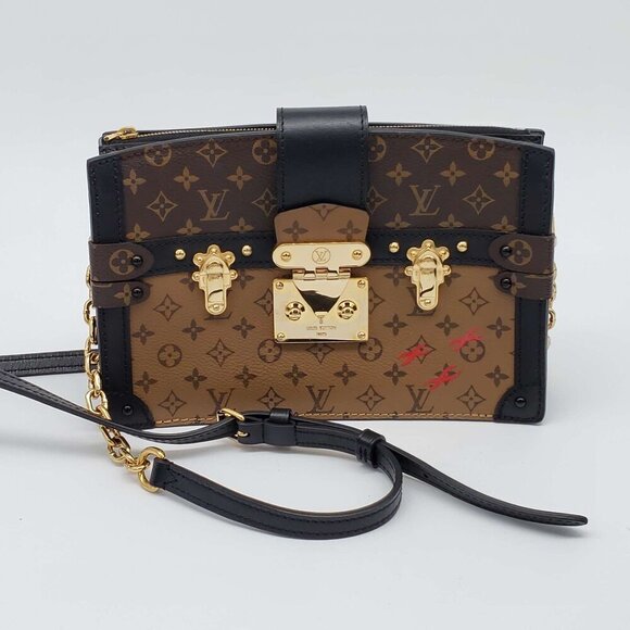 100% Auth Louis Vuitton Trunk Brown Monogram Canvas Shoulder Bag 1530-082224 - Picture 2 of 14